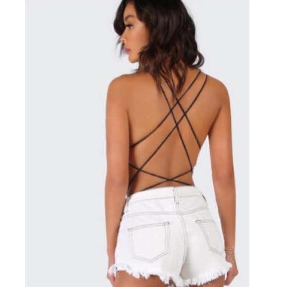 Strappy Backless Bodysuit....Color: Black...New - Picture 4 of 6